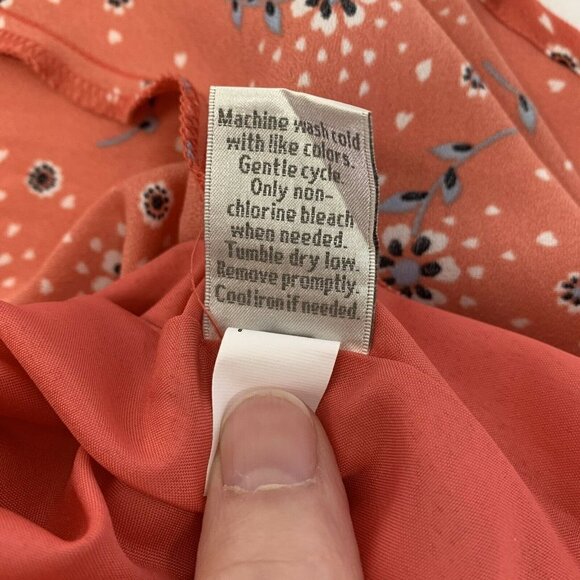 Lauren Conrad Dress 6 Floral Orange Coral Sleeveless Scalloped Collar Lined - Picture 9 of 10